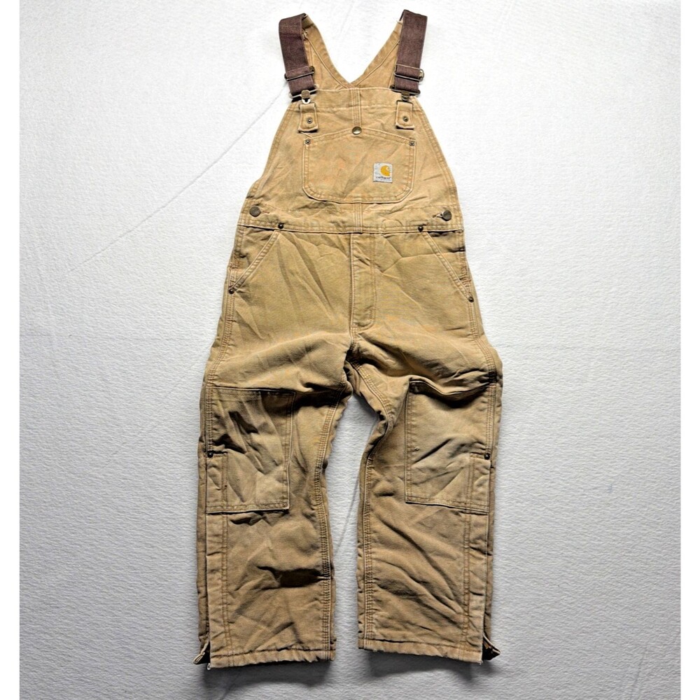 Carhartt Duck Quilt Lined Bib Overall Double Knee YYR02 Youth Kids Medium Size 8